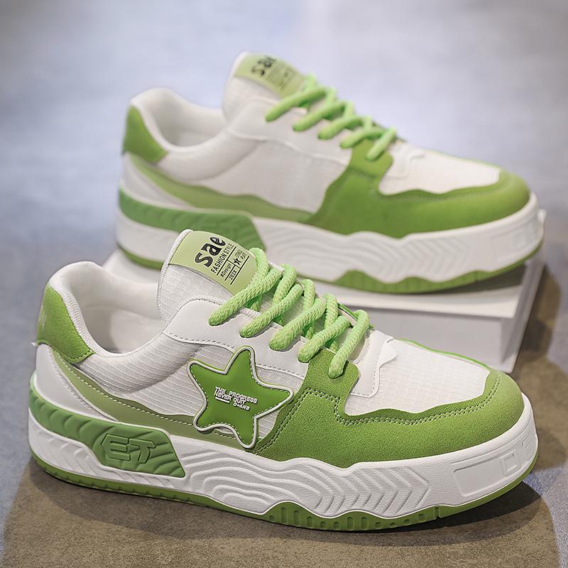 

E Spring outdoor fashion casual men s shoes board shoes, white, black, white and green, rice dumplings 44