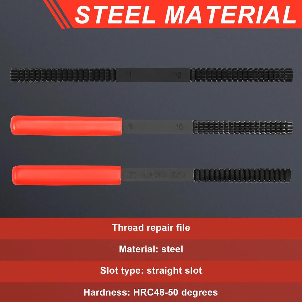 3Pcs Thread File High Hardness Thread Restorer File Multipurpose Metric Thread Repair File Heavy Duty Steel Thread Restorer File