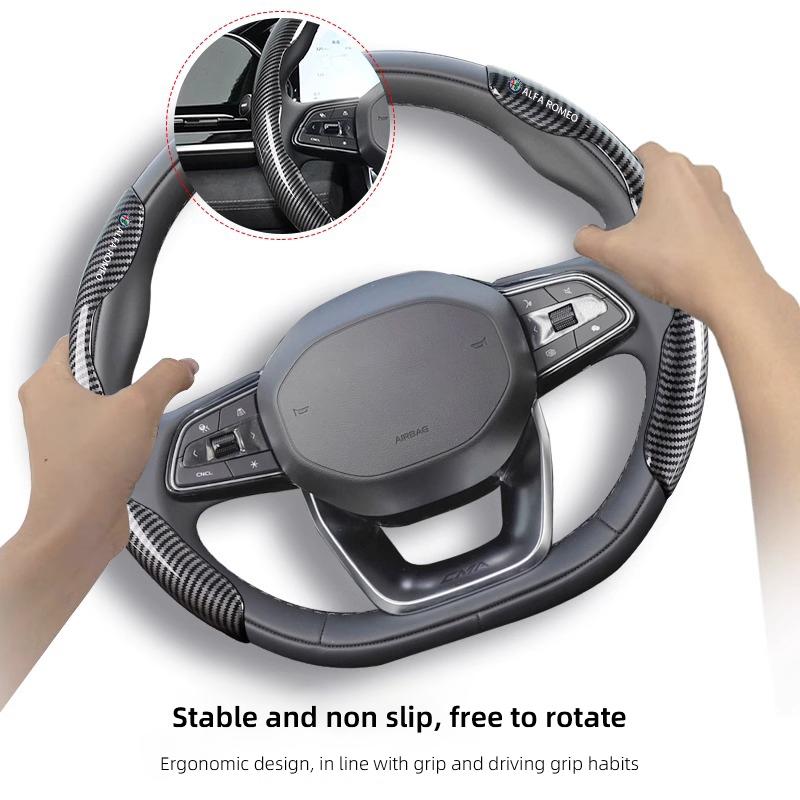 Car Decoration Auto Steering Wheel Cover Non-Slip Accessories For Alfa Romeo Giulia Stelvio Junior Tonale 33 Stradale 4C Giuliet rty112