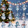 12PCS diamond-painted DIY Christmas handicrafts, penguin and snowman key chain sets, suitable for decoration and gifting