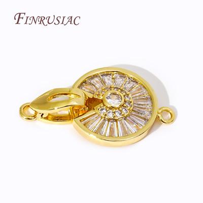 Brass Zircon Round Connector Clasps 18K Gold Plated Bracelets Clasp,Beads Clasps Fastener For DIY Pearl Necklace Accessories