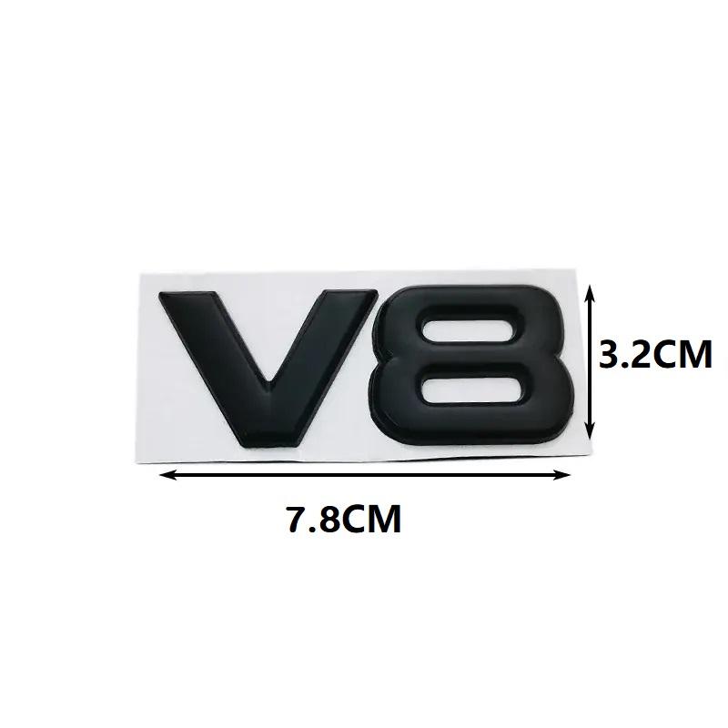 3D V8 Logo Engine Displacement Chrome Car Badge Decal Auto Metal Alloy Rear Trunk Side Wing Emblem Sticker for Car Styling