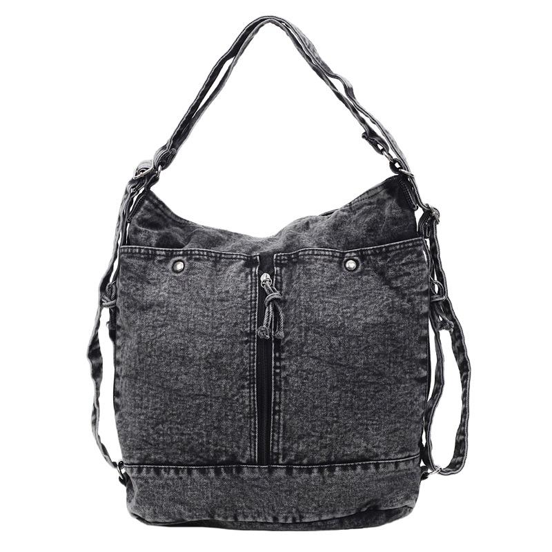 Denim Messenger Bag Women's Lazy Style Retro Simple Shoulder Bag Large Capacity Travel Backpack Commuter Women's Bag