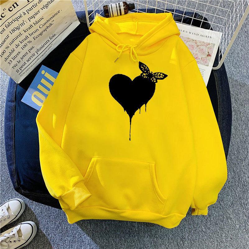 Large Size 2025 Autumn New Simple Love Hooded Jacket Men's and Women's Casual Versatile Velvet Long-sleeved Sweater