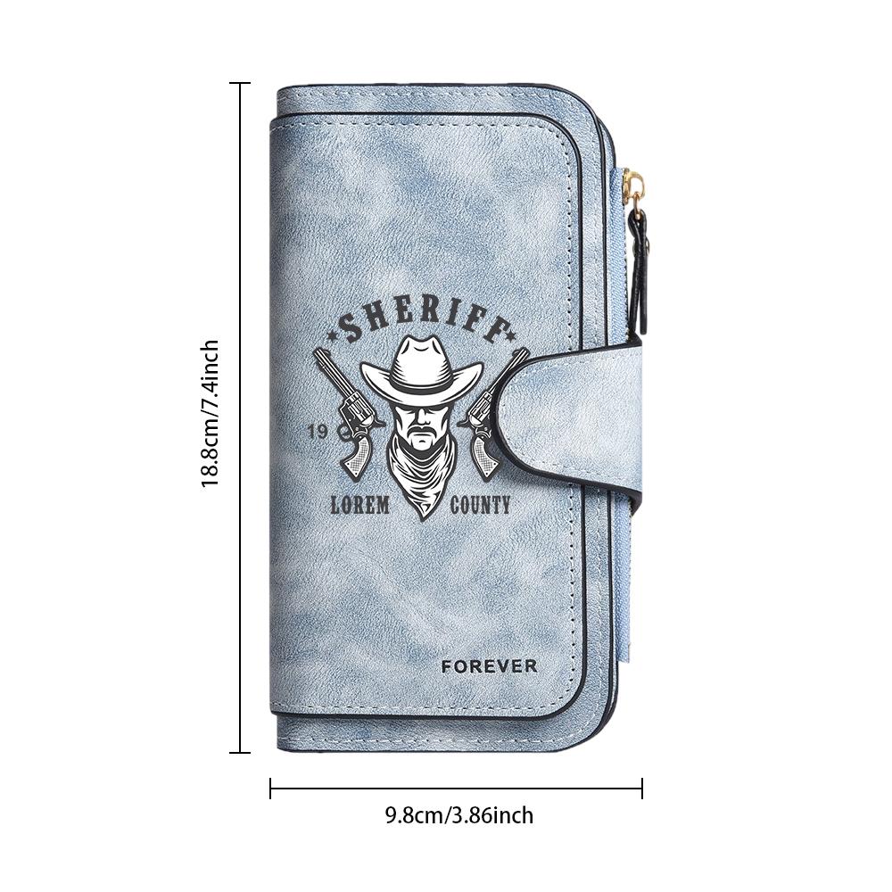 Cowboy Pattern Long Wallet Forever Style Zipper Card Holders Purse