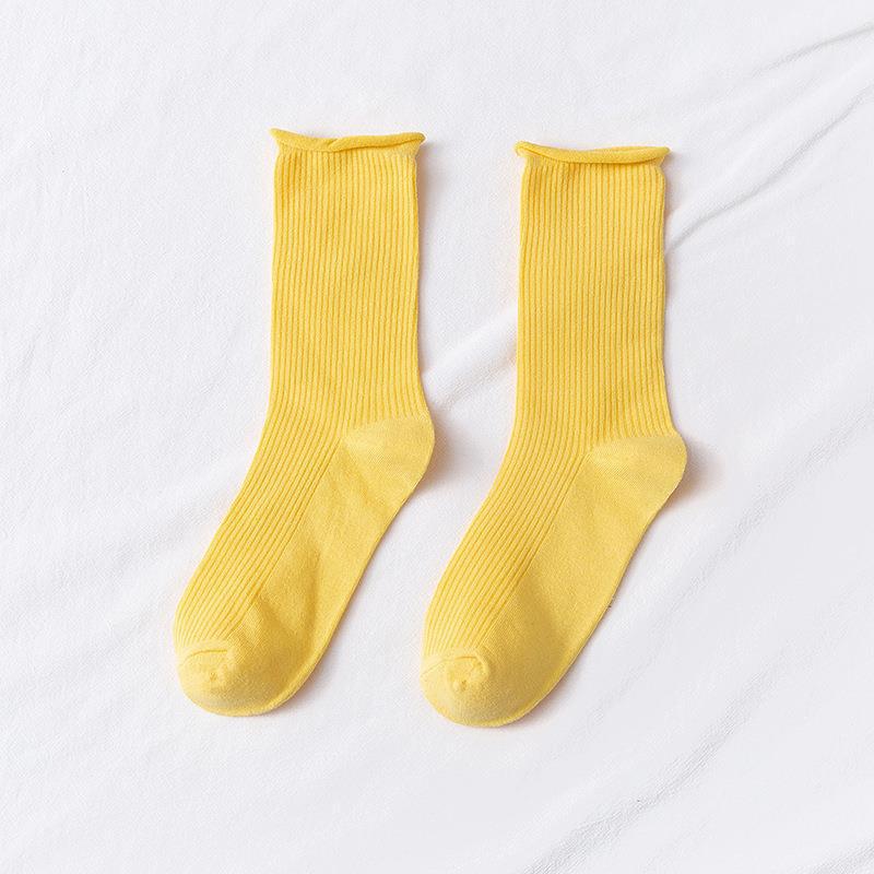 Colorful Socks, Women's Mid-calf Socks, Trendy Spring and Autumn Thin Style, Candy-colored Rolled-up Pile Socks, Dopamine Trendy Socks