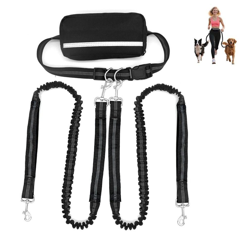 Anti-Tangle Dog Running Leash Reflective Stitching Hands Free Dog Leash  Outdoor Activities