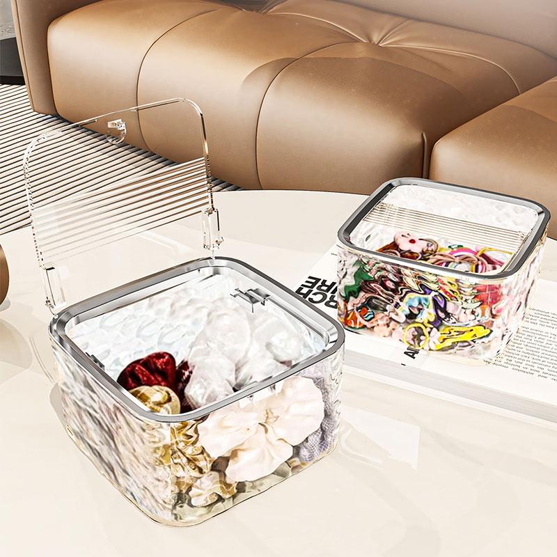 Aufbewahrungsbox für Haarschmuck Haarspange Haarband Band Transparent Acryl Organizer Desktop Aufbewahrungskorb Waschmittelkapsel Aufbewahrung