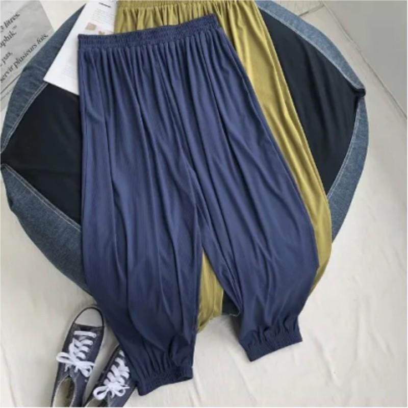 Pantaloni Estivi da Donna Larghi Taglie Forti Coulisse Gamba Dritta Casual Tinta Unita Comodi Pantaloni Harem