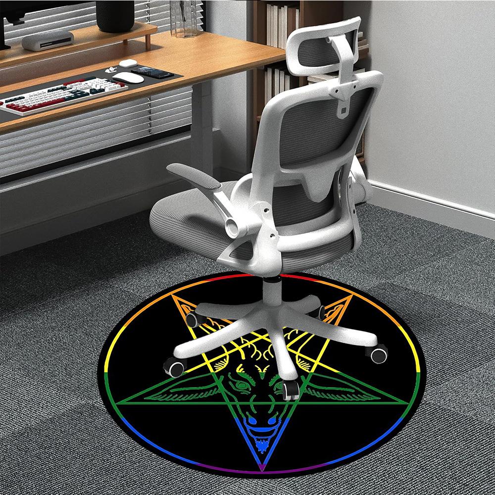 1pc Baphomet, Occult Office Round Area Rug, Under Office Chairs Bedroom Living Room Home Decor, Room Deco, Available in Various Sizes
