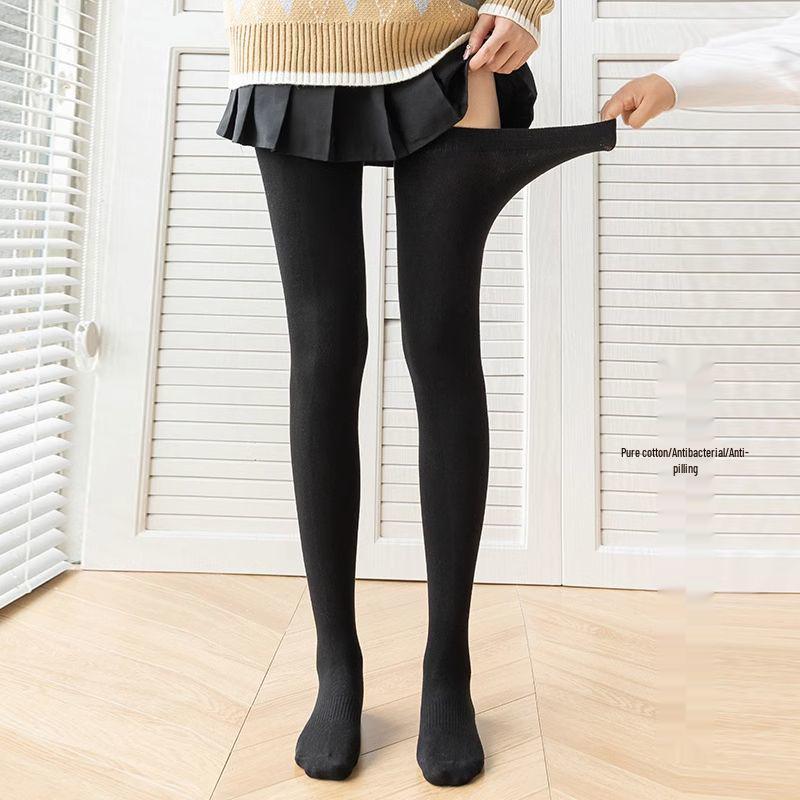 Plus-Size Fleece-Lined Non-Slip Thigh-High Socks for Women - Extra Thick, Over-the-Knee, Ideal for Autumn/Winter