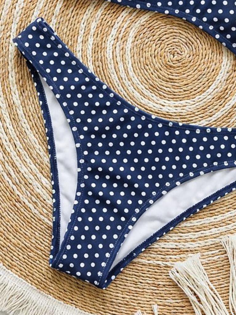 Polka Dot Stripe Print Low Waist Sexy Two Piece Bikini Set Comfortable Versatile
