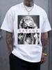 Vintage Style Pattern Print Men's Round Collar Short Sleeve T-shirt Fashionable Regular Version T-shirt
