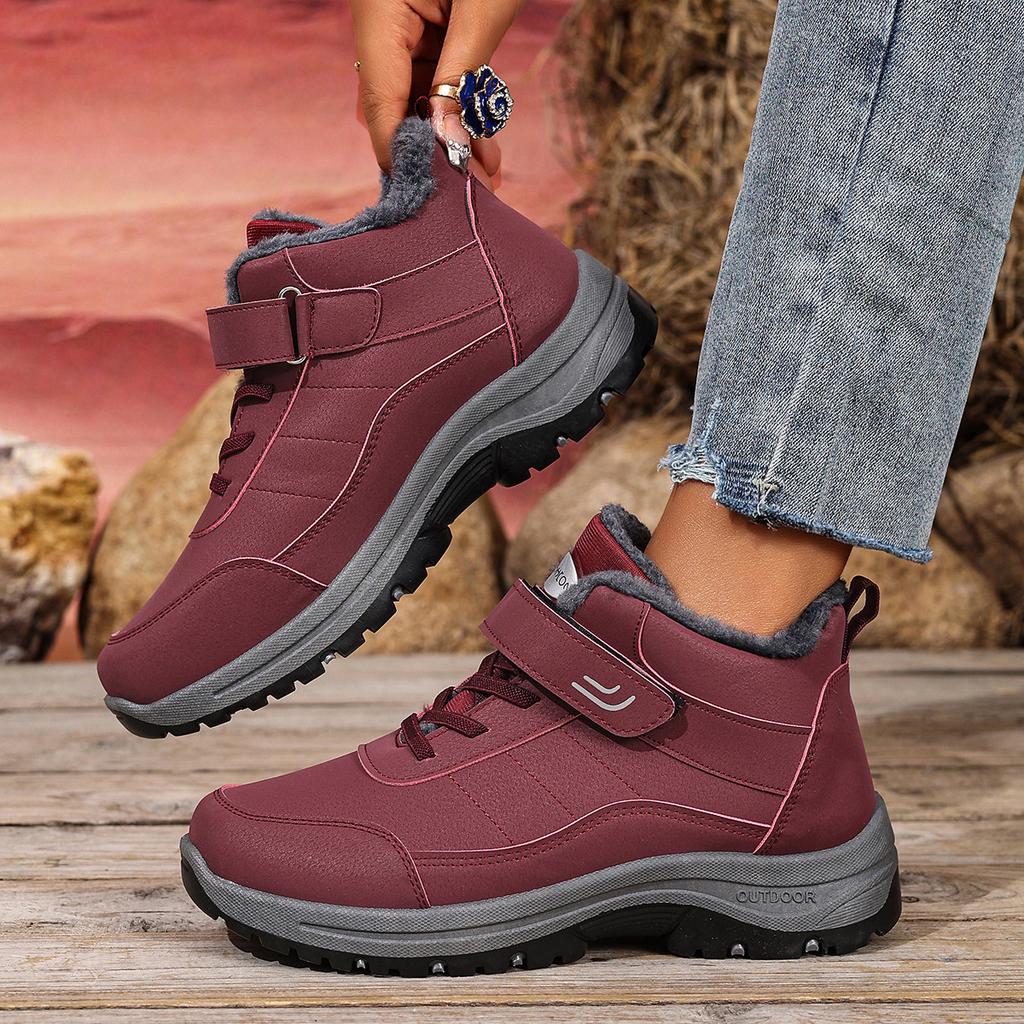 Snow Boots Women's Winter Fleece Thickened Non-slip Boots Versatile High-top Outdoor Platform Casual Shoes Velcro Cotton Shoes