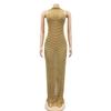 X5259 European Fashion Sexy Rhinestone Backless Nightclub Party Dress - See-through Long Dress for Women