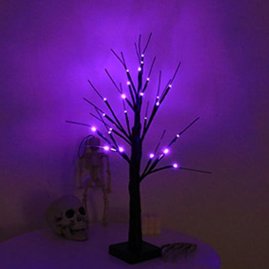 Halloween Decorative Lights Tabletop Artificial Tree Decor Timer Mode Battery Operated Birch Tree Table Centerpiece LED Lamp