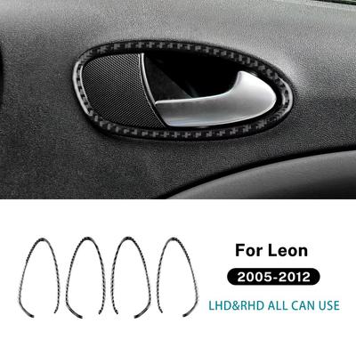 Gtxbn6 Real Soft Carbon Fiber Sticker Car Door Handle Switch Trim For Leon Altea 2005 2006 2007 2008 2009 2010 2011 2012 LHD RHD