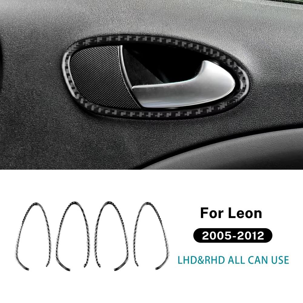 Gtxbn6 Real Soft Carbon Fiber Sticker Car Door Handle Switch Trim For Seat Leon Altea 2005 2006 2007 2008 2009 2010 2011 2012 LHD RHD
