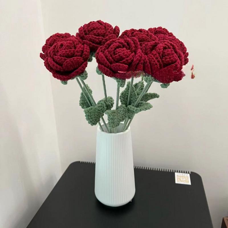 Crochet Rose Bouquet: TV Cabinet & Living Room Faux Floral Decor