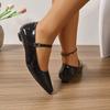 2025 Spring New Pointed Toe One-word Buckle Strap Heightens Temperament Mary Jane Women's Shoes All-match Silver Shoes