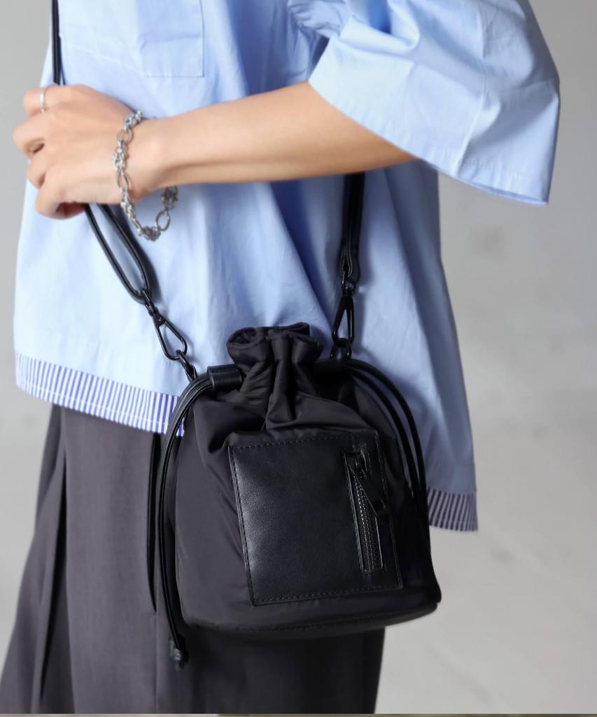 Antiqua Drawstring Shoulder Bag, Women's, PB-00069 05, Black