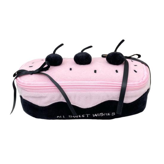 Cherry Cake Plush Pencil Pouch Large Capacity Stationery Case Cute Pen Holder for School Supplies Makeup Brushes