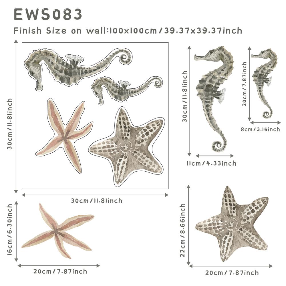 Underwater World Fish Wall Stickers Waterproof Watercolor Coral Ocean Wall Decals for Bathroom Nursery Baby Room Home Decor