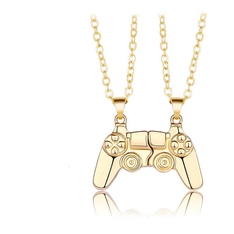 

1 шт. Креативное ожерелье для пары с магнитом в виде ручки для игры, Привлекательное ожерелье с красочным кулоном из железного камня, Подарки на День святого Валентина золотой