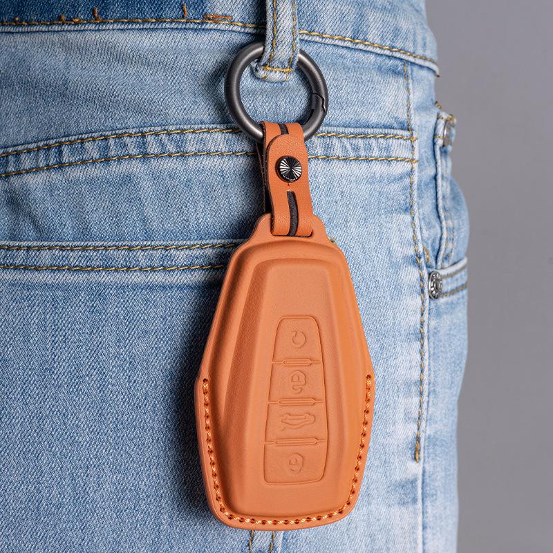 For Geely Emgrand Monjaro Xingyue L Boyue Binyue Binrui Vision X6X Leather Car Key Case Fob Cover Auto Key Protector Accessories