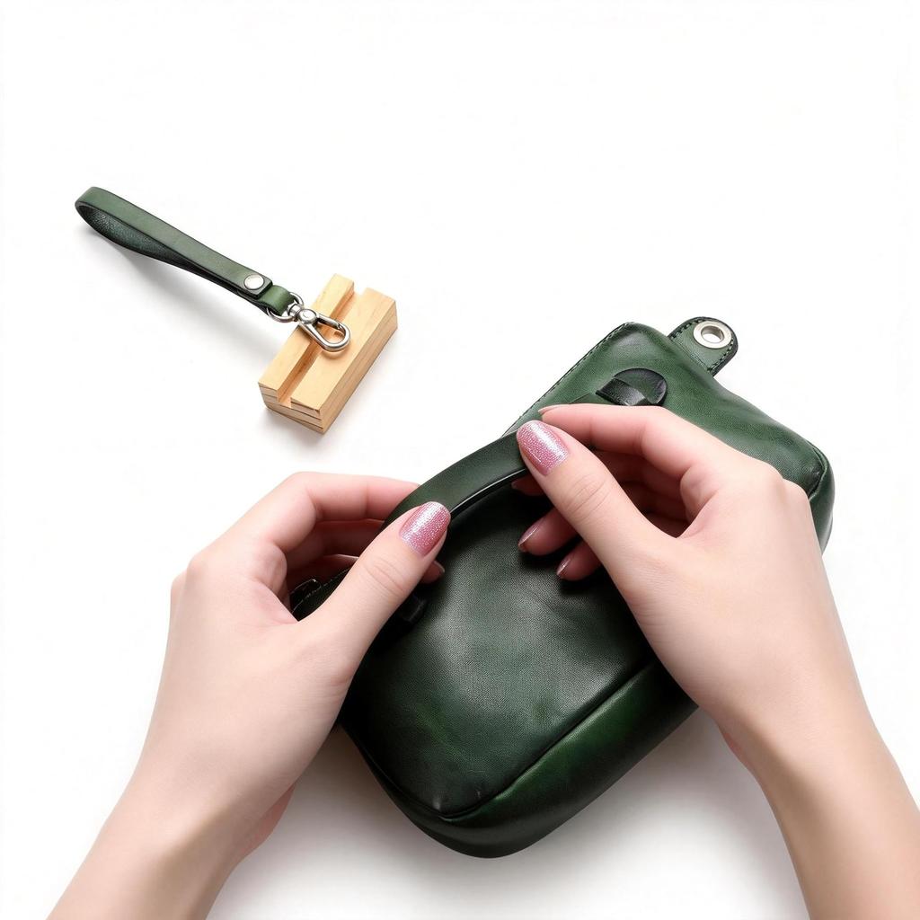 IJUN Vintage Clutch Bag for Women - Handmade Vegetable-Tanned Leather, XXS Size (Orange)