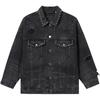 Levis Loose Comfortable Simple Distressed Fleece Long Sleeve Denim Jacket Women Jackets Black 002YY-0000