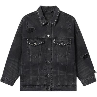 Levis Larga Comoda Semplice Usurata Pile Manica Lunga Giacca di Jeans Donna giacche Nero 002YY-0000