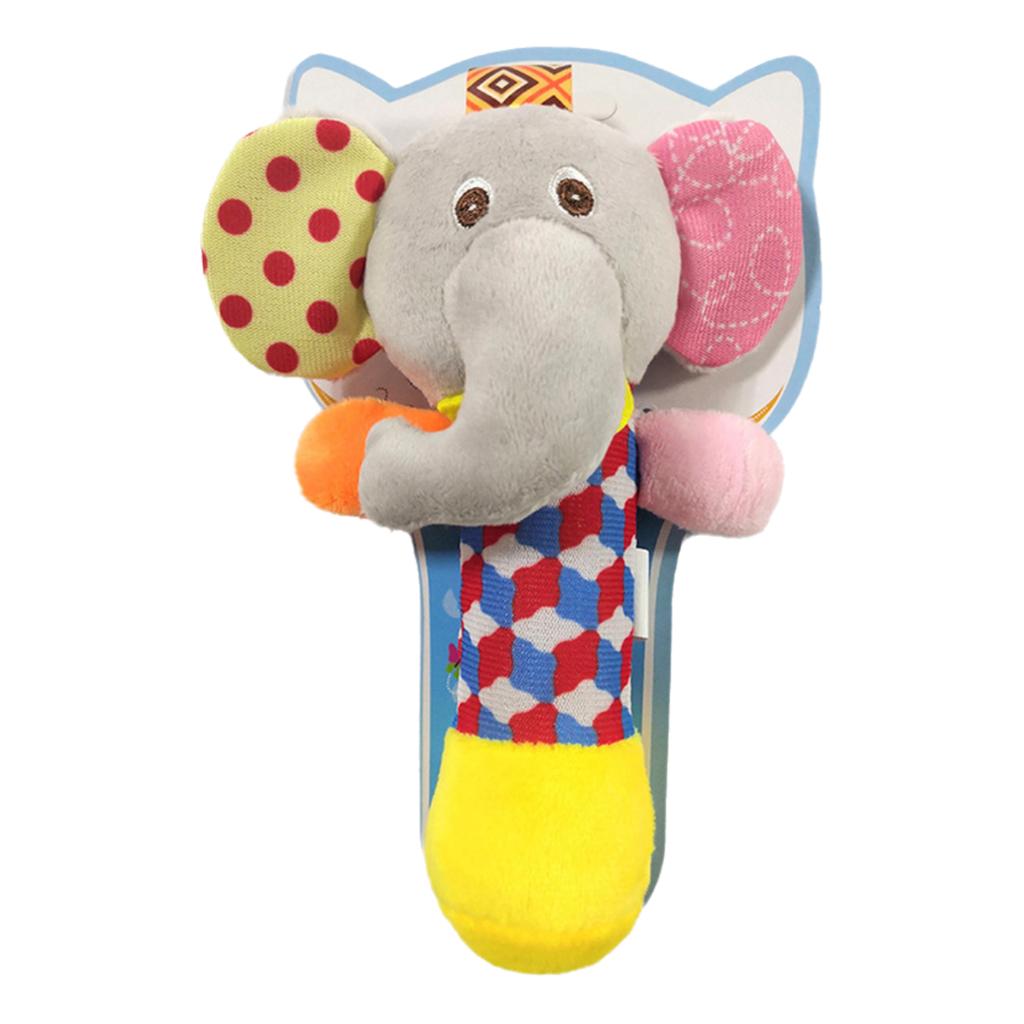 Hand Soft Crank Baby Rattles Cartoon Animal Plush Toys With Bb Call Voice Squeaky Sensory Travel Accessory For Toddlers