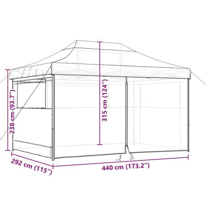 VidaXL Folding Pop-Up Party Tent 4 Sidewalls Black, Tent, Awning Tent, Gazebo Awning, Tent 4004982