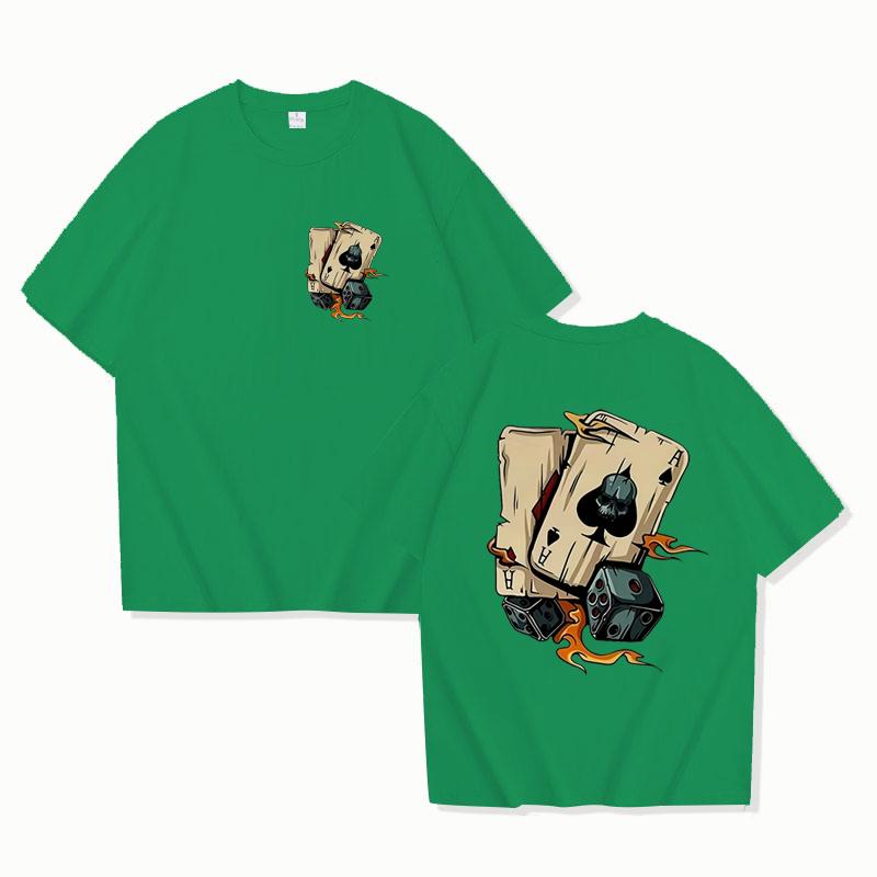 

Мужская летняя модная повседневная свободная креативная футболка с принтом покера и игральных костей, спортивная футболка с круглым вырезом и короткими рукавами 3XL