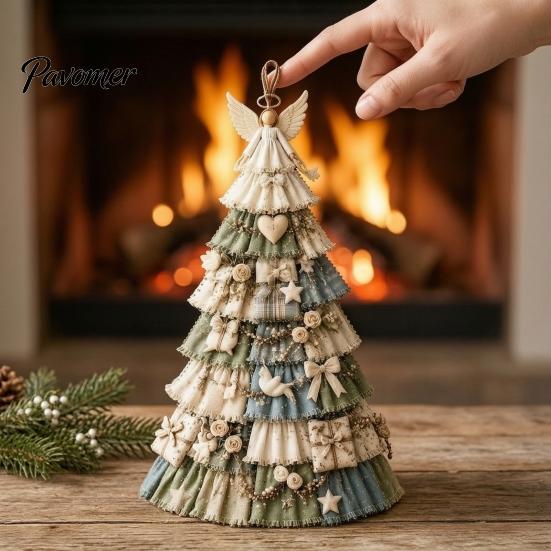 Cadeau d'artisanat de Noël pour adultes Kit d'arbre patchwork surdimensionné à faire soi-même, Ensemble d'assemblage en tissu à carreaux rétro Art des fêtes et avec des ornements suspendus Maison