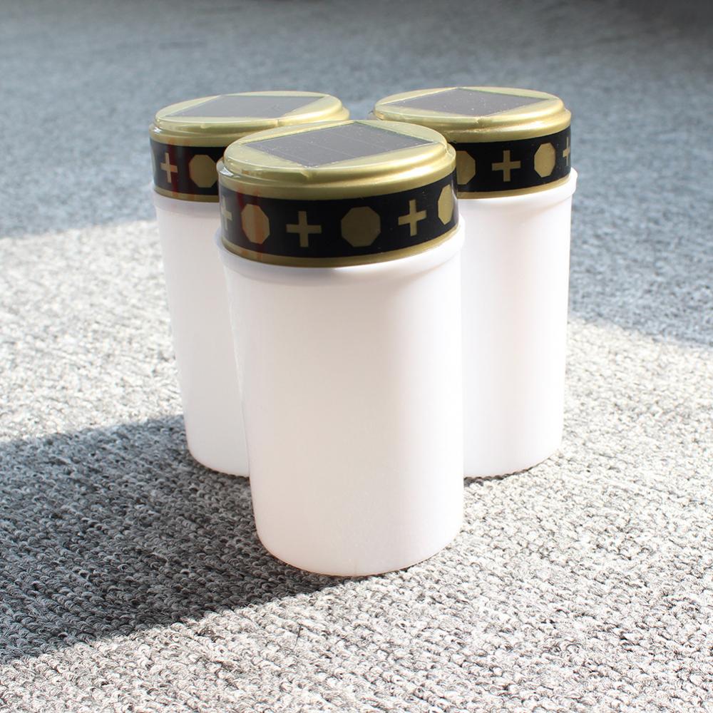 Waterproof Lamp Candle 2Pcs Outdoor Cemetery Ritual Solar Powered Eletric Light