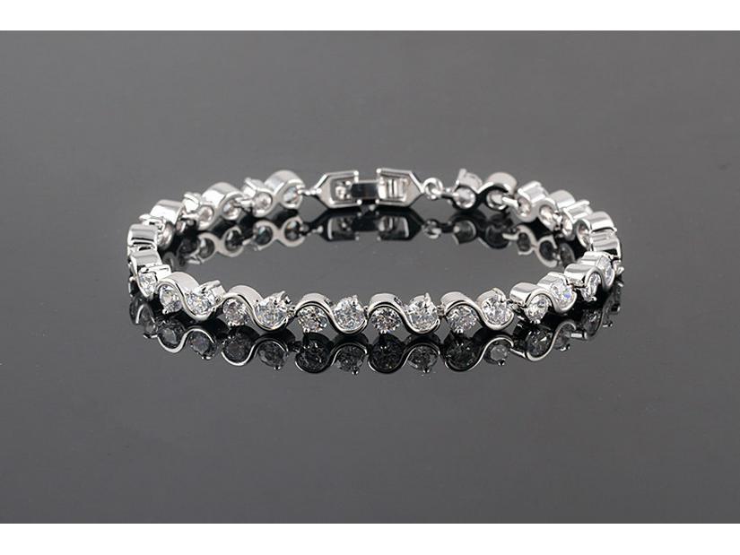 

European & American S-Shaped Bracelet: AAA Zircon Crystal Inlaid Women s Jewelry