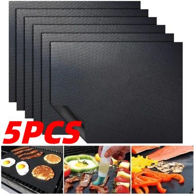 5 Pièces 33x40cmX0.2mm Tapis de Barbecue Tapis de Four Résistant aux Hautes Températures Antiadhésif Papier de Cuisson Accessoires de Barbecue