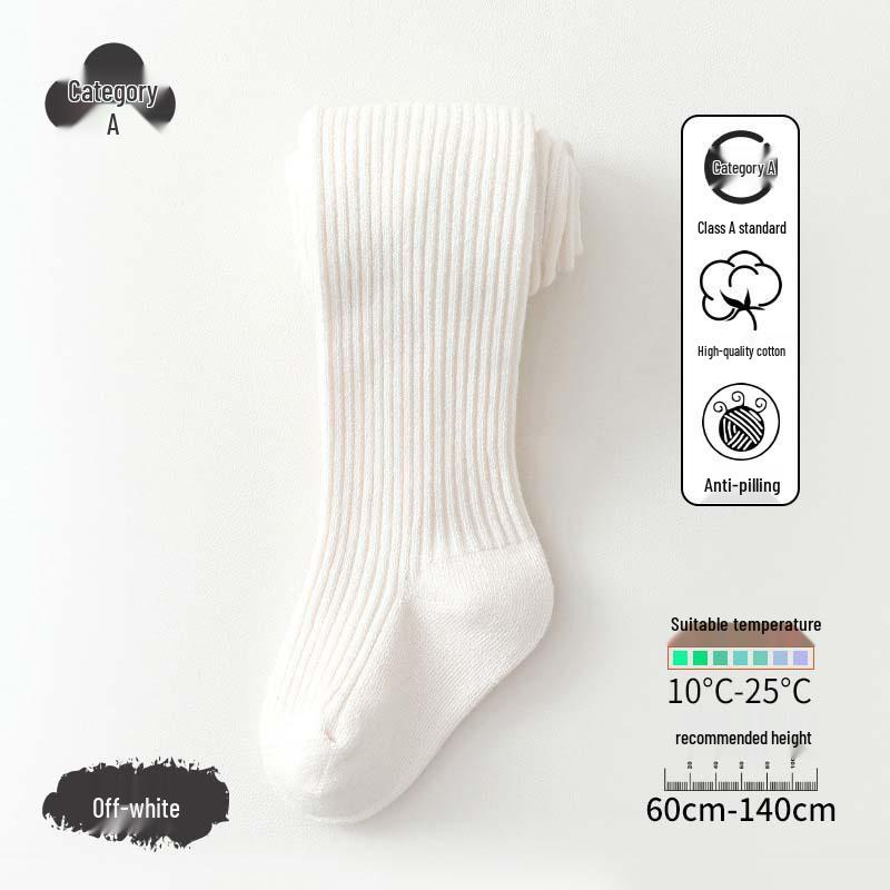 Kids' Combed Cotton Vertical Stripe Pantyhose: Autumn-Winter Leggings & Tights