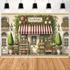 2D Vintage Flower Shop Backdrop, Romantic Floral Store Photography Background