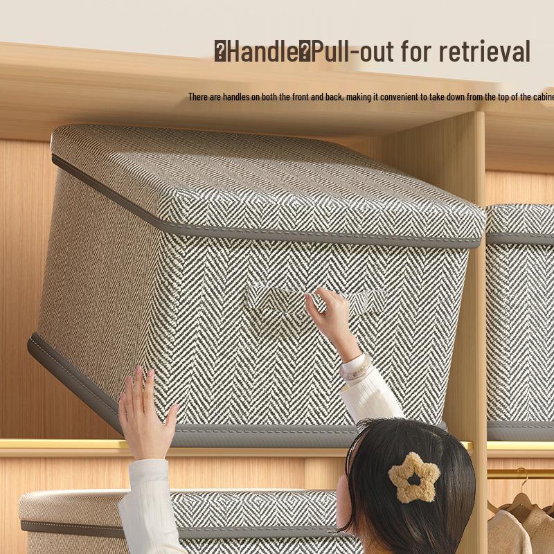 Große, faltbare Aufbewahrungsbox aus Stoff mit Deckel für Garderobe, Snacks, Spielzeug und Kleidung im Schlafzimmer.