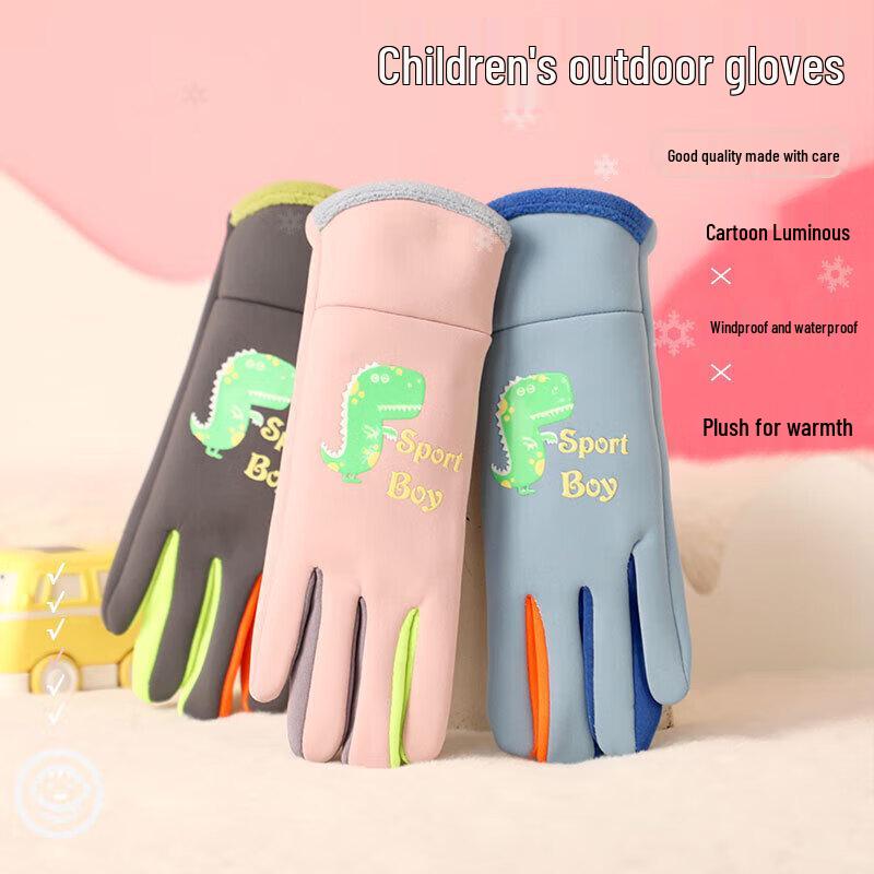 

Kids Luminous Dinosaur Waterproof Winter Gloves