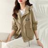 Frühling und Herbst Damen Kurze Jacke Mode Windjacke Freizeitjacke Kurzer Mantel