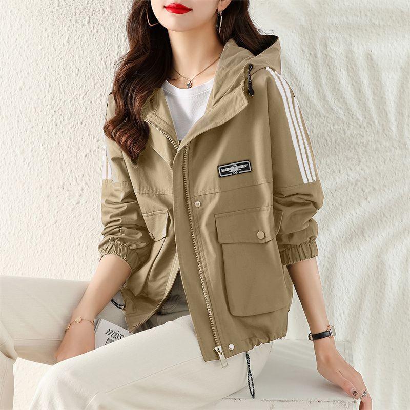 Frühling und Herbst Damen Kurze Jacke Mode Windjacke Freizeitjacke Kurzer Mantel