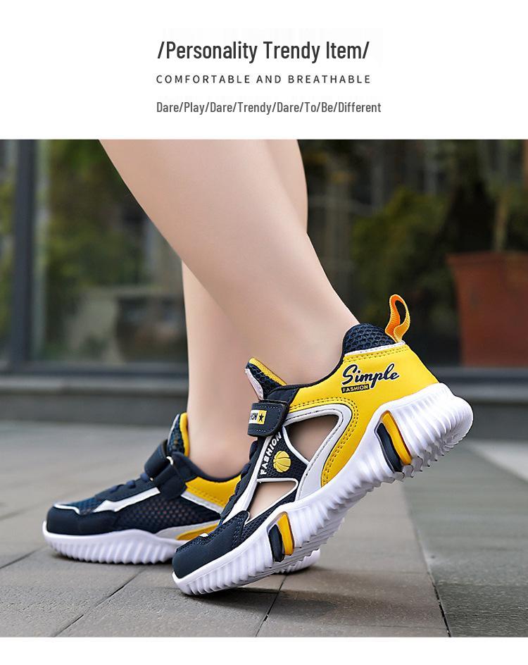 Boys' Breathable Mesh Non-Slip Sports Shoes, Durable for Ages 10-12
