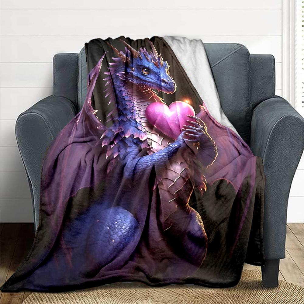 

1pc Dragon Heart Blanket Lightweight Flannel Blanket Throw Blanket For Sofa, Bed, Travel, Camping, Livingroom, Office yy251015110 75x90cm