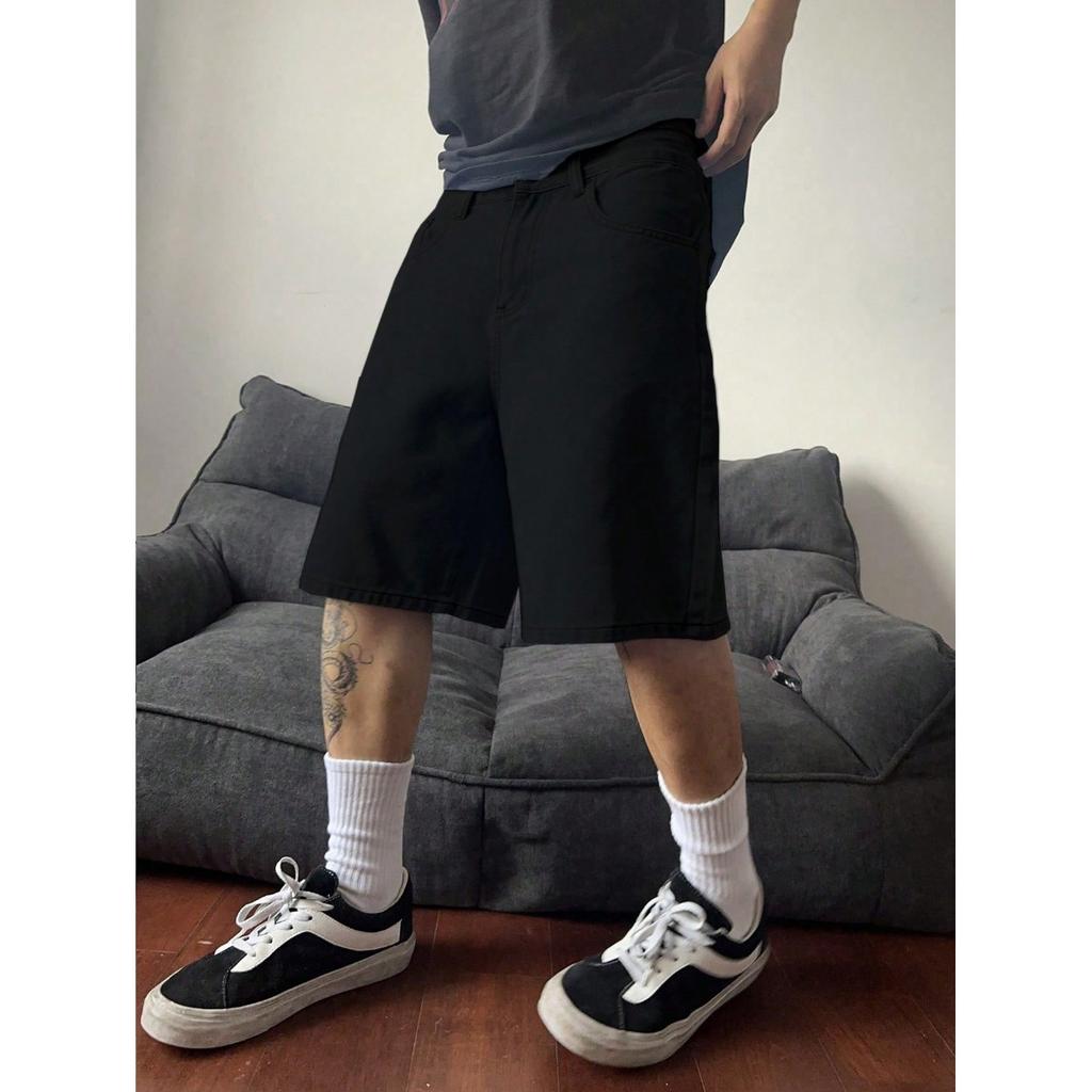 Summer Trend Niche Retro Denim Shorts Men's Loose Casual Trendy Brand Five Quarter Pants