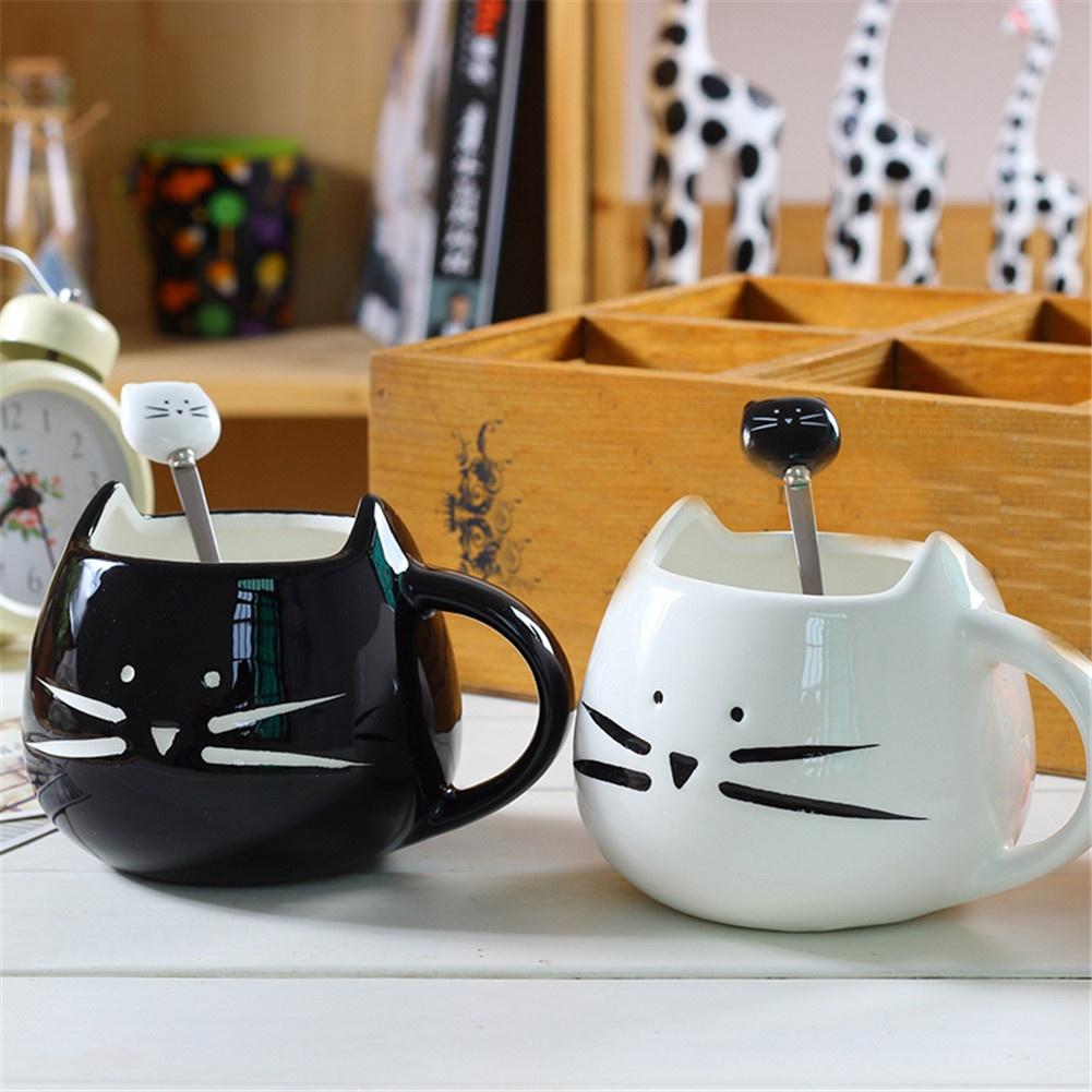 Kitchen Gadgets 1 Pc Cute Cartoon Cat Spoon Long Handle Spoons Flatware Drinking Tools