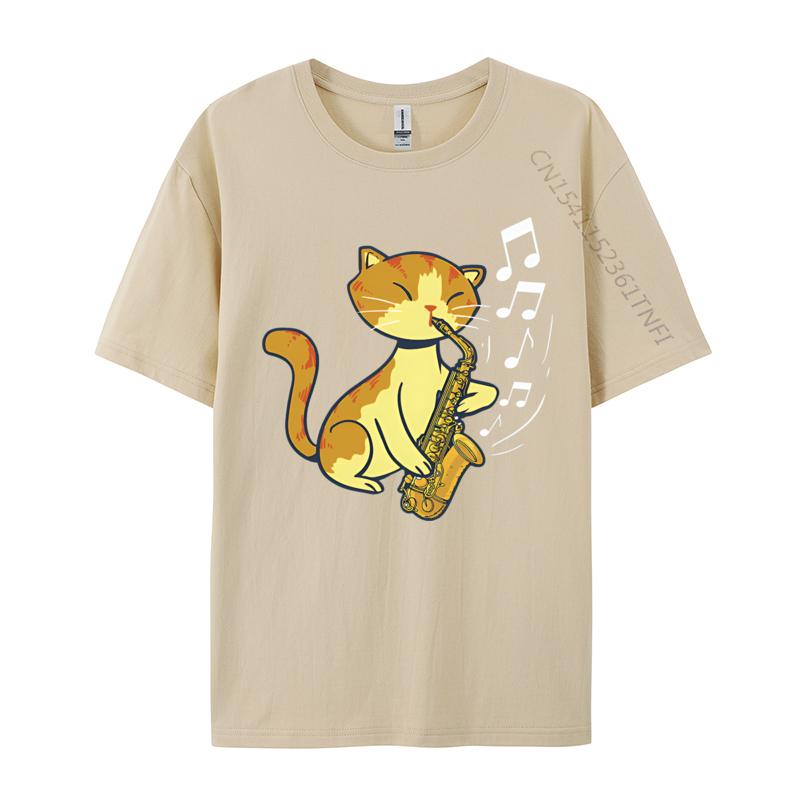 A Cute Cat Playing The Saxophone Tshirts Musicians Tshirts Perfect Saxphone Apparel For Men Grey Shirt Graphic Tee